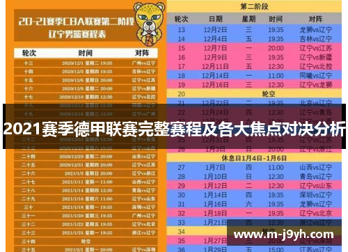 2021赛季德甲联赛完整赛程及各大焦点对决分析