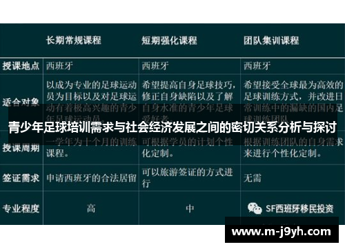 青少年足球培训需求与社会经济发展之间的密切关系分析与探讨